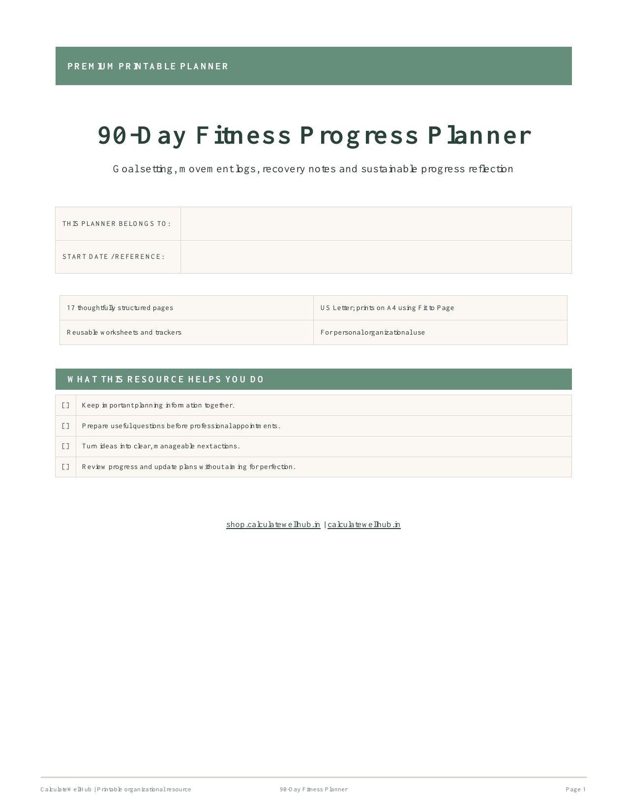 90-Day Fitness Progress Planner cover
