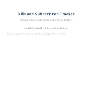 Bills & Subscription Tracker cover
