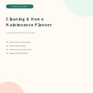 Cleaning and Home Maintenance Planner printable PDF cover
