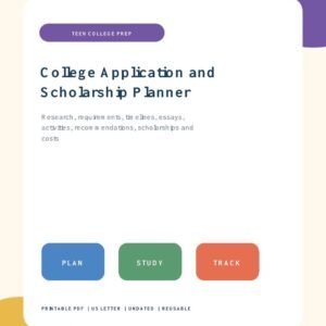 College application and scholarship planner printable for high school students