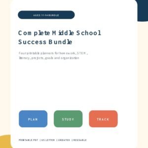 Complete middle school success printable bundle for ages 11 to 14