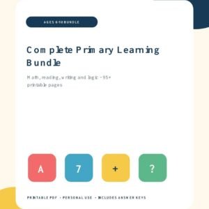 Complete primary learning printable bundle for ages 6 to 10