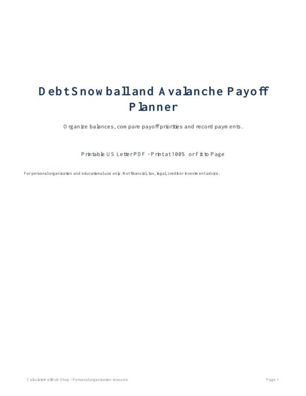 Debt Snowball & Avalanche Payoff Planner cover