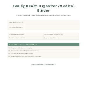 Family Health Organizer and Medical Binder cover