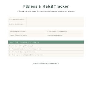 Fitness and Habit Tracker printable cover