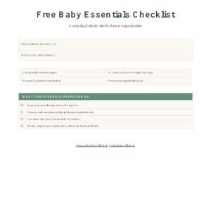 Free Baby Essentials Checklist cover