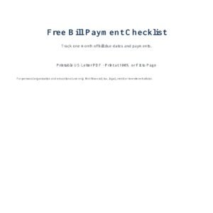 Free Bill Payment Checklist cover