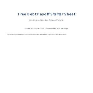 Free Debt Payoff Starter Sheet cover