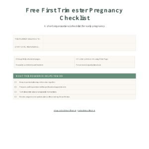 Free First Trimester Pregnancy Checklist cover