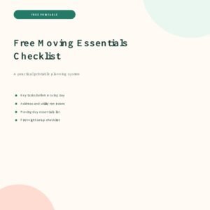 Free Moving Essentials Checklist printable PDF cover
