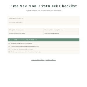 Free New Mom First Week Checklist cover