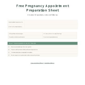 Free Pregnancy Appointment Preparation Sheet cover