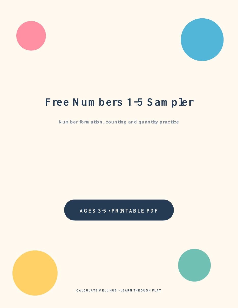 Free Preschool Numbers 1-5 Sampler cover