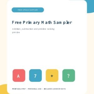 Free primary math printable sampler for ages 6 to 10