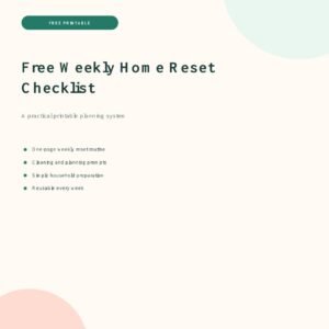 Free Weekly Home Reset Checklist printable PDF cover