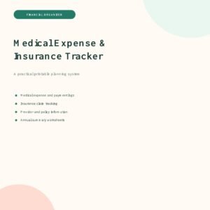 Medical Expense and Insurance Tracker printable PDF cover
