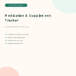 Medication and Supplement Tracker printable PDF cover