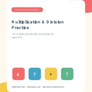 Multiplication and division practice workbook for ages 8 to 10