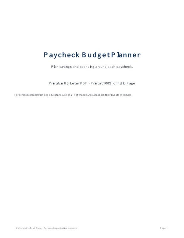 Paycheck Budget Planner cover