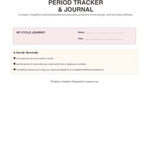 Period Tracker and Journal Undated printable PDF cover