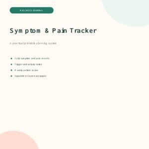 Symptom and Pain Tracker printable PDF cover