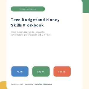 Teen budget and money skills workbook printable for ages 15 to 18