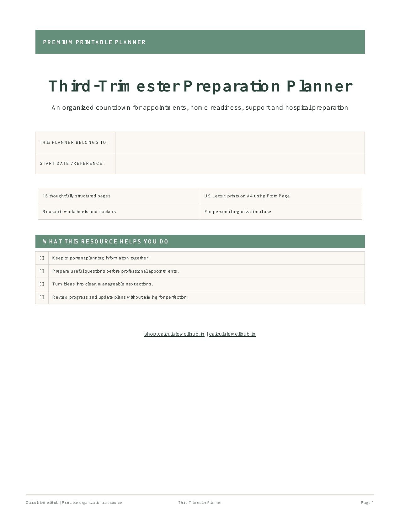 Third Trimester Preparation Planner cover
