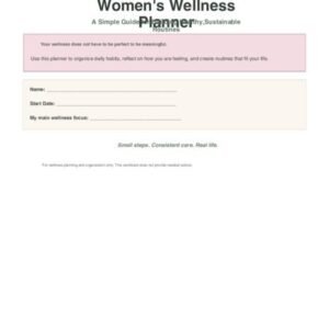 Women's Wellness Planner printable PDF cover